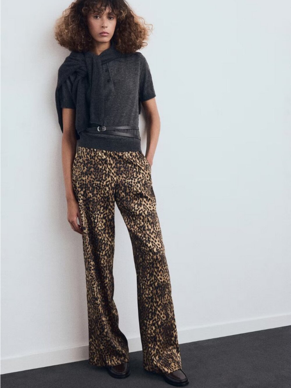 MANGO Women's Leopard-Print Satin Pants Size 4 (EUR 36) NEW with TAGS